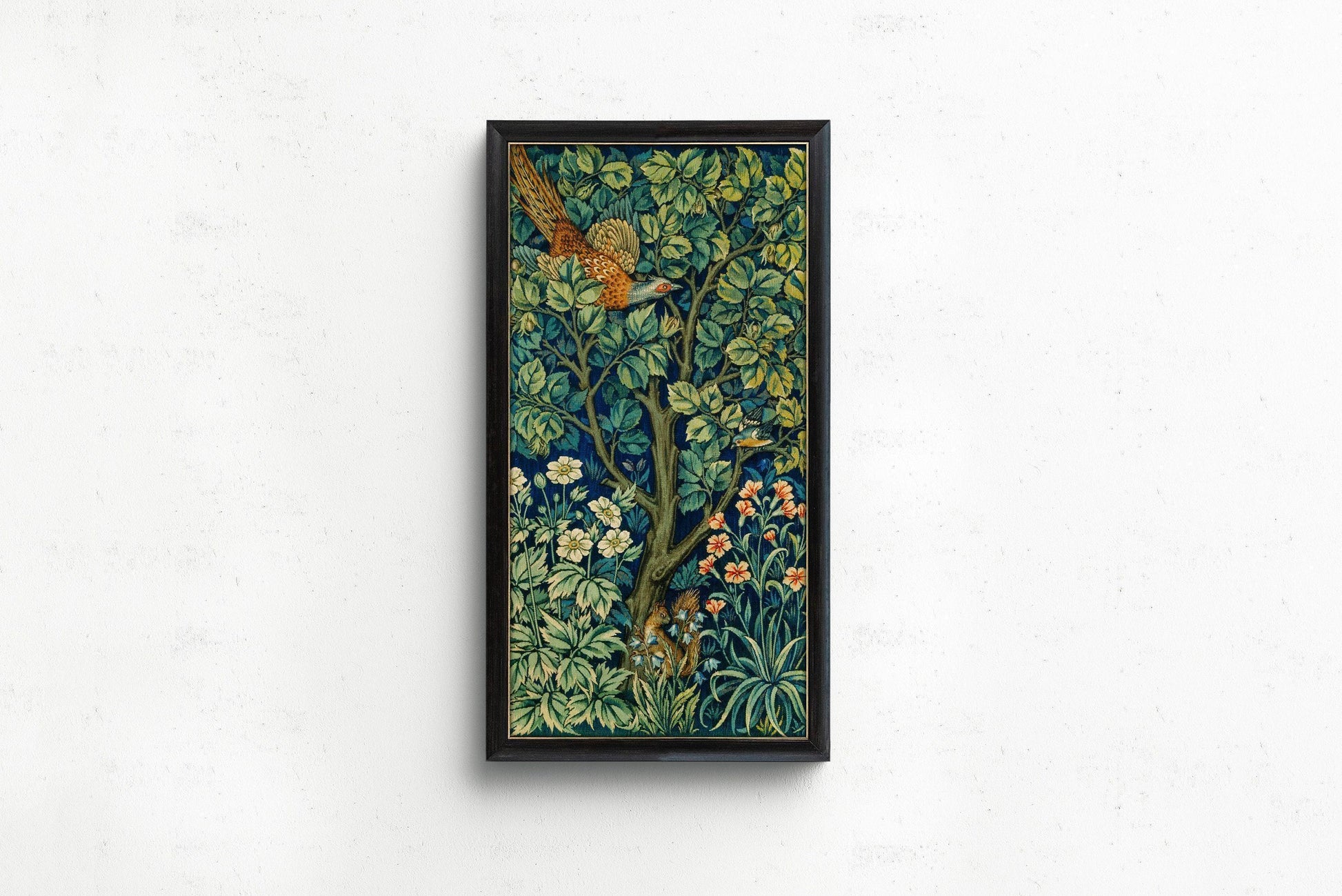 William Morris - Cock Pheasant and Squirrel PRINT  | Vintage Victorian Botanical Tall Vertical Art (available framed) 2x1