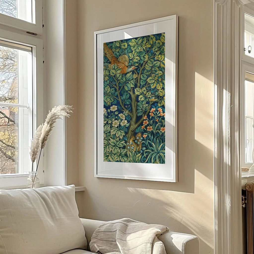 William Morris - Cock Pheasant and Squirrel PRINT  | Vintage Victorian Botanical Tall Vertical Art (available framed) 2x1