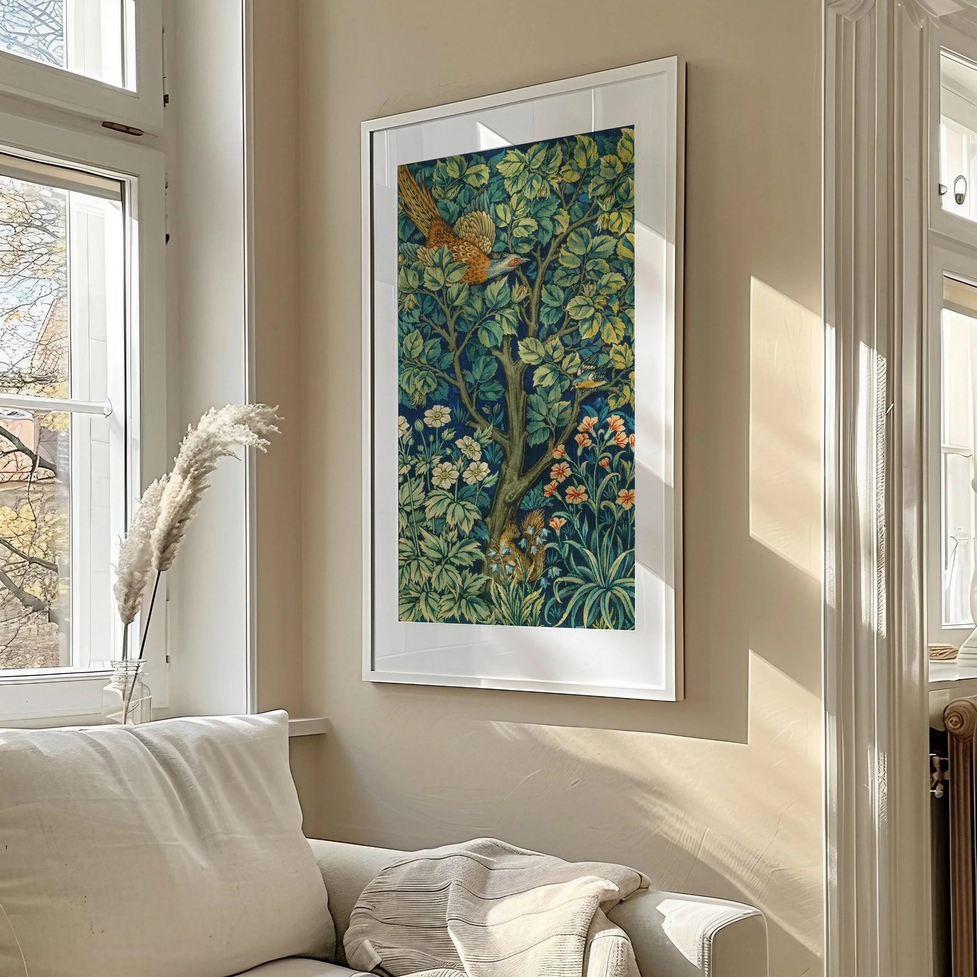 William Morris - Cock Pheasant and Squirrel PRINT  | Vintage Victorian Botanical Tall Vertical Art (available framed) 2x1