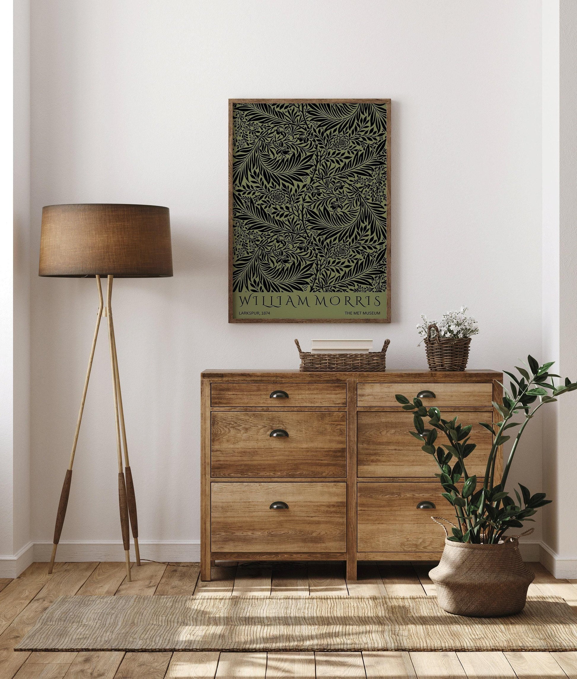 William Morris - Larkspur Green PRINT | Vintage Botanical Pattern Poster (available handframed or unframed)