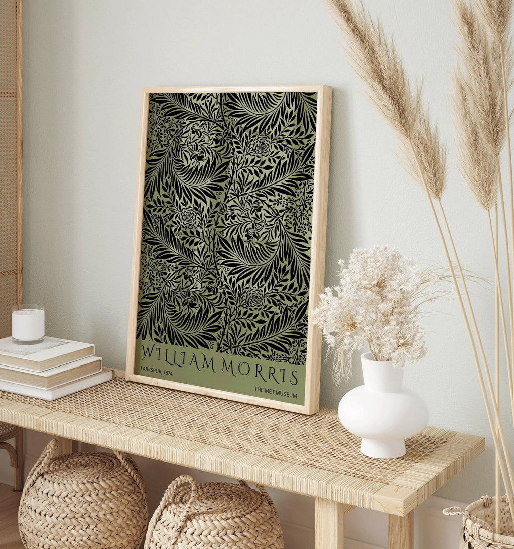 William Morris - Larkspur Green PRINT | Vintage Botanical Pattern Poster (available handframed or unframed)