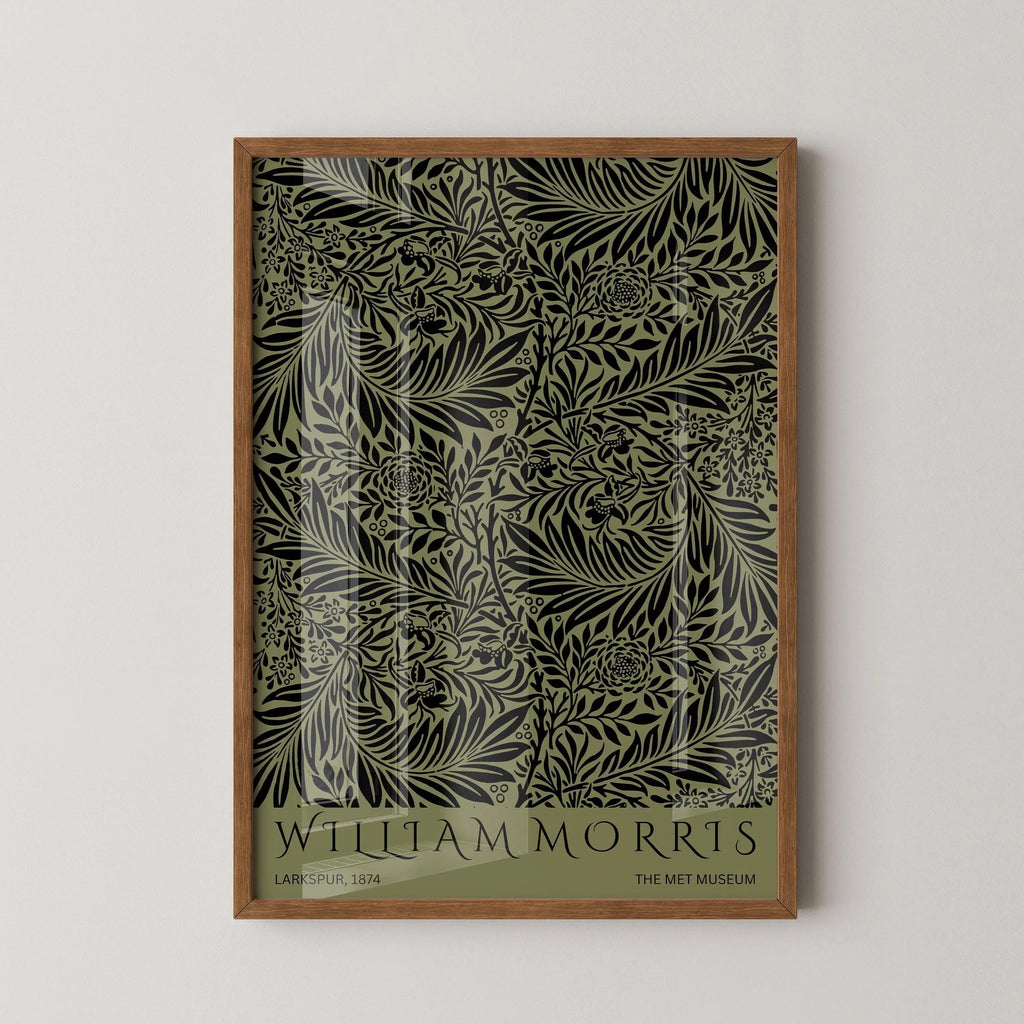 William Morris - Larkspur Green PRINT | Vintage Botanical Pattern Poster (available handframed or unframed)