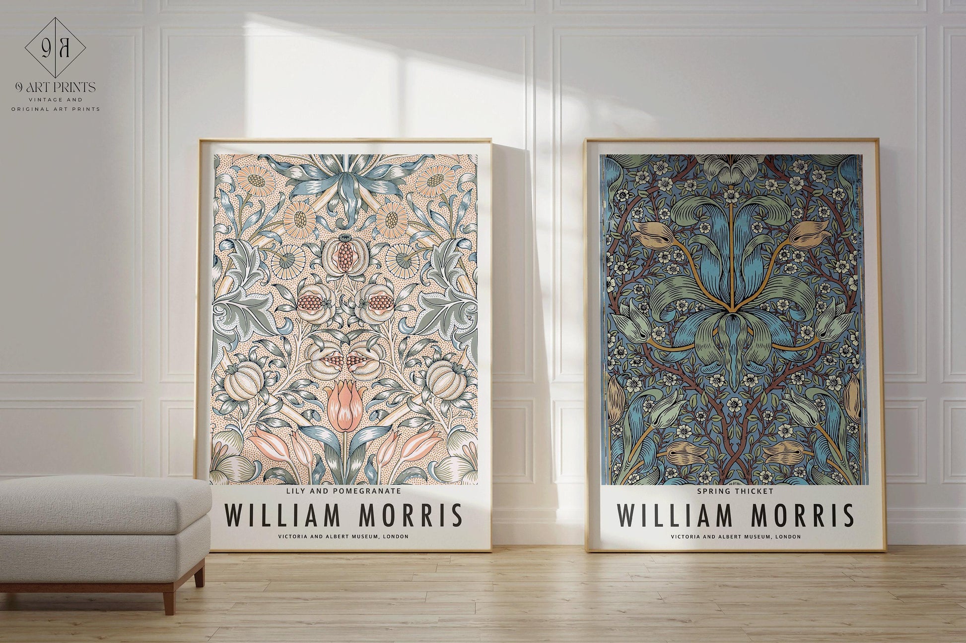 Estampes de William Morris : Art botanique, Fourré printanier et lys (encadrées)