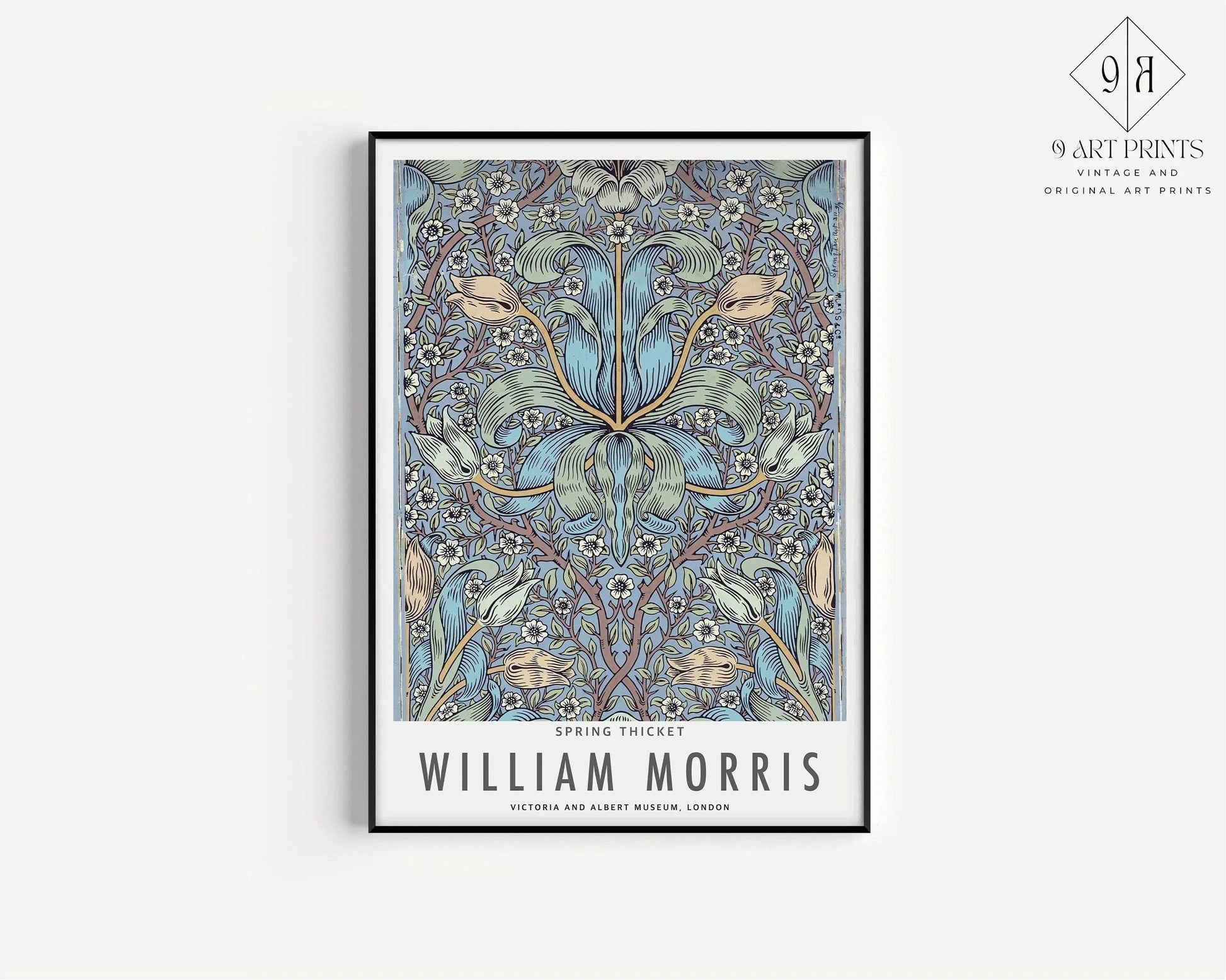 Estampes de William Morris : Art botanique, Fourré printanier et lys (encadrées)