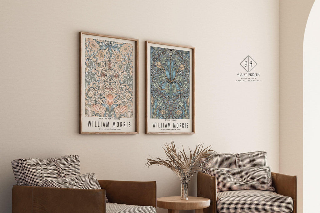Estampes de William Morris : Art botanique, Fourré printanier et lys (encadrées)