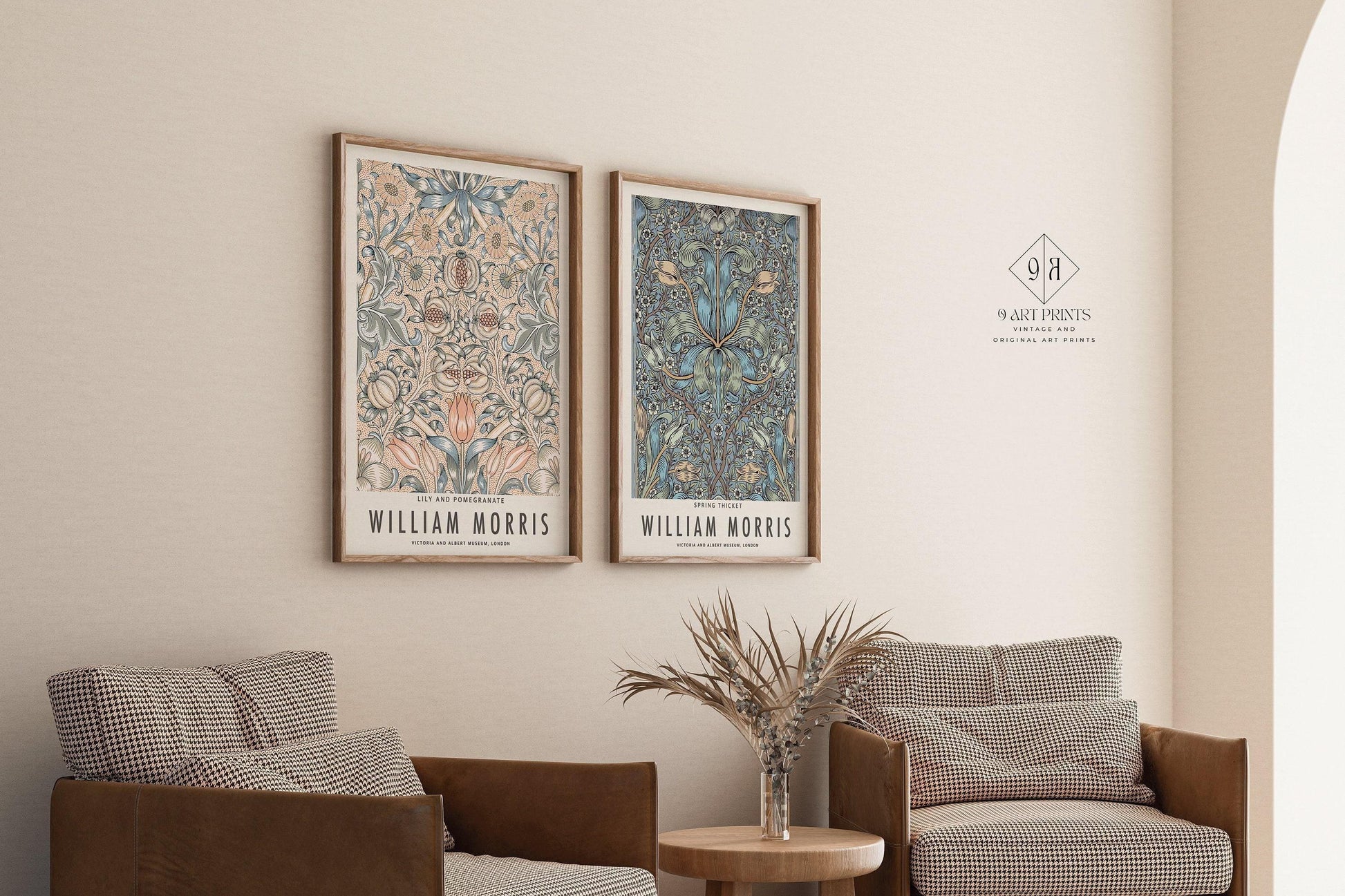 Estampes de William Morris : Art botanique, Fourré printanier et lys (encadrées)