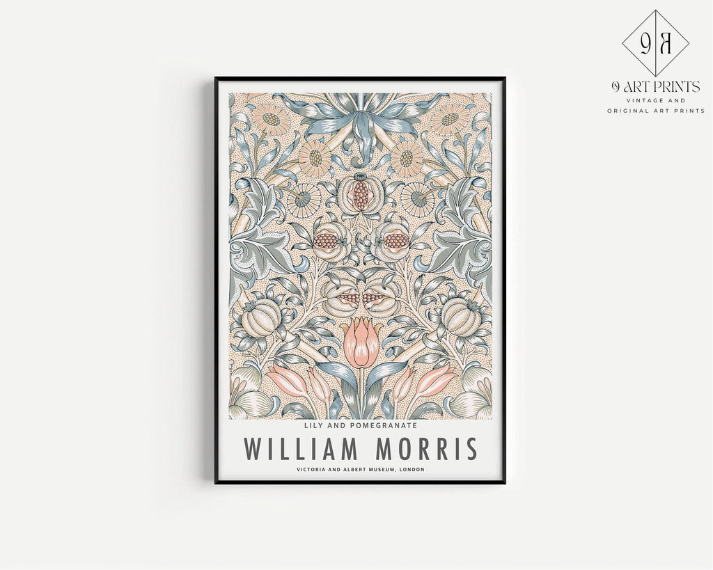 Estampes de William Morris : Art botanique, Fourré printanier et lys (encadrées)