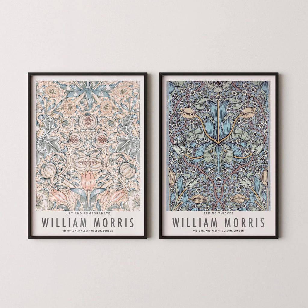 Estampes de William Morris : Art botanique, Fourré printanier et lys (encadrées)