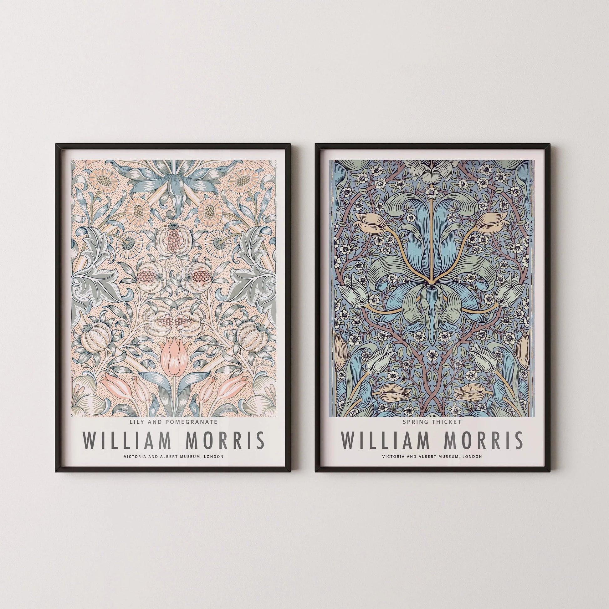 Estampes de William Morris : Art botanique, Fourré printanier et lys (encadrées)