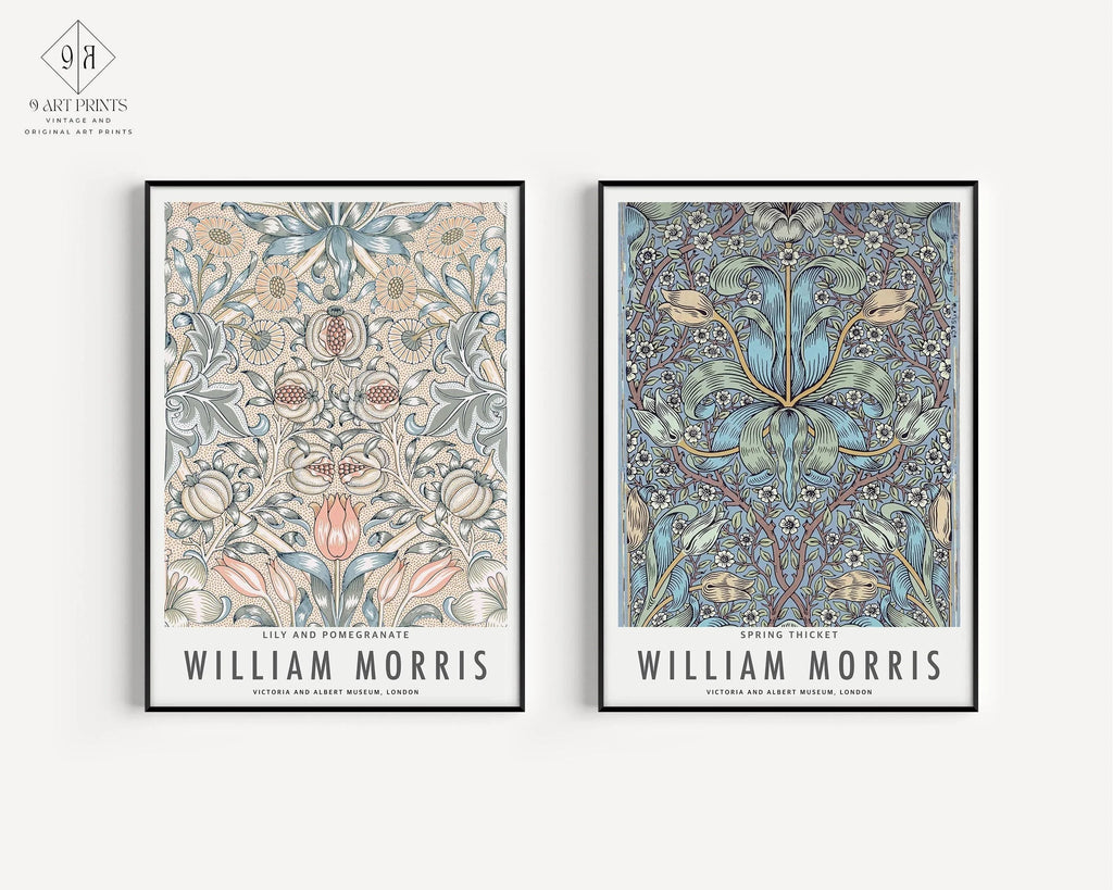 Estampes de William Morris : Art botanique, Fourré printanier et lys (encadrées)
