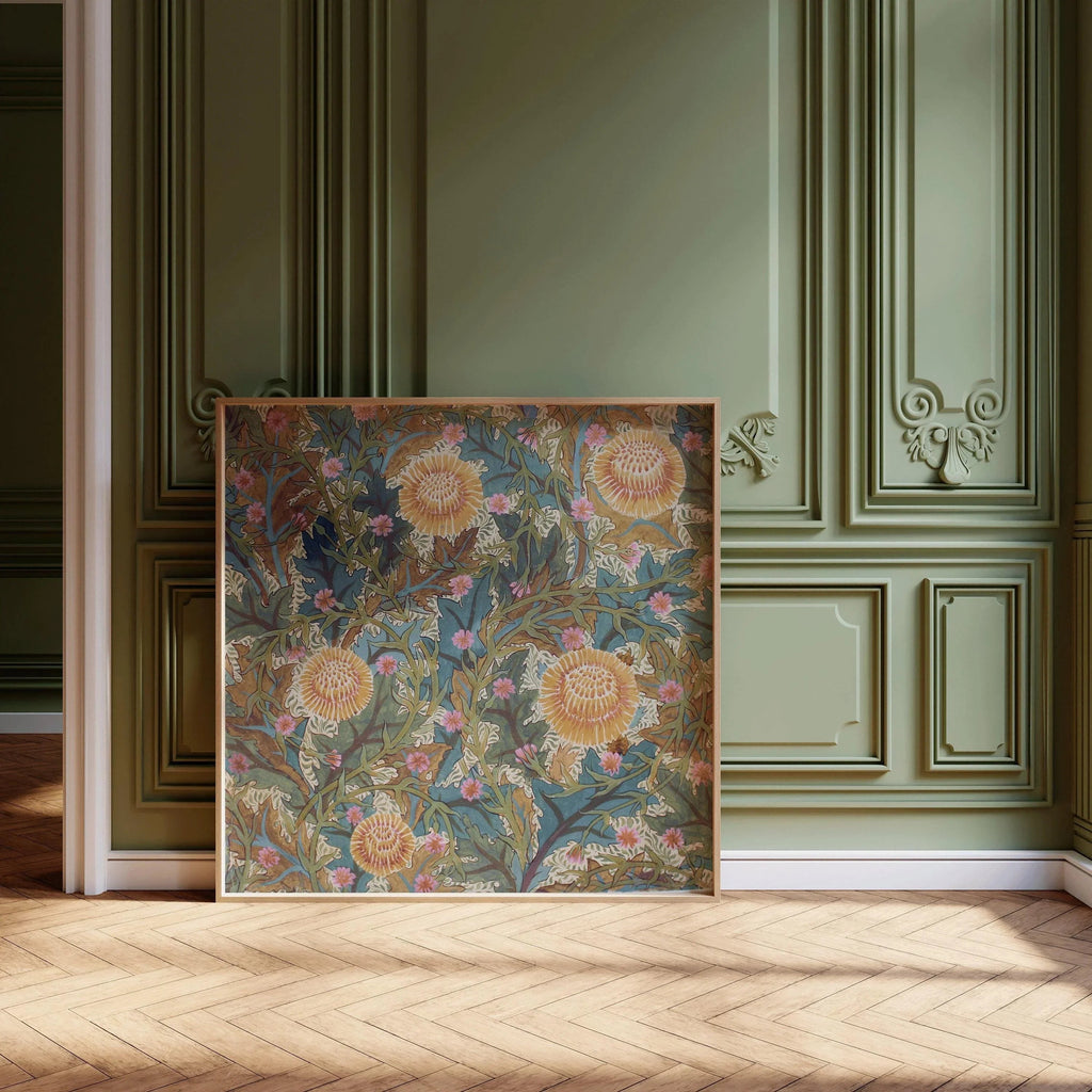 William Morris STATEMENT TRIO Arthur Heygate Mackmurdo | Artichauts, Ronces, Chrysanthèmes et Écureuils, disponible encadré 1x1