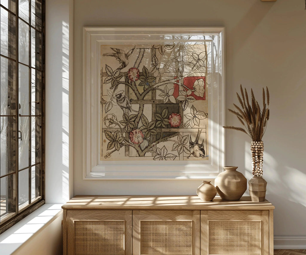 William Morris Trellis Print: Vintage Botanical Floral Art