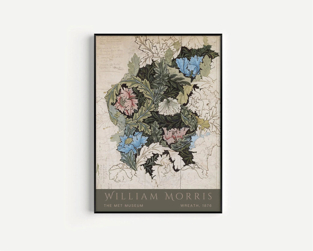 William Morris Wreath Print: Vintage Botanical Art Poster