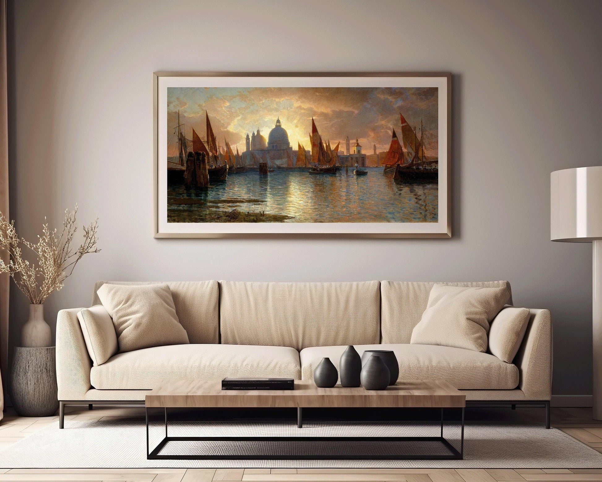William Stanley Haseltine : Santa Maria della Salute Sunset Seascape Art Print (2x1)