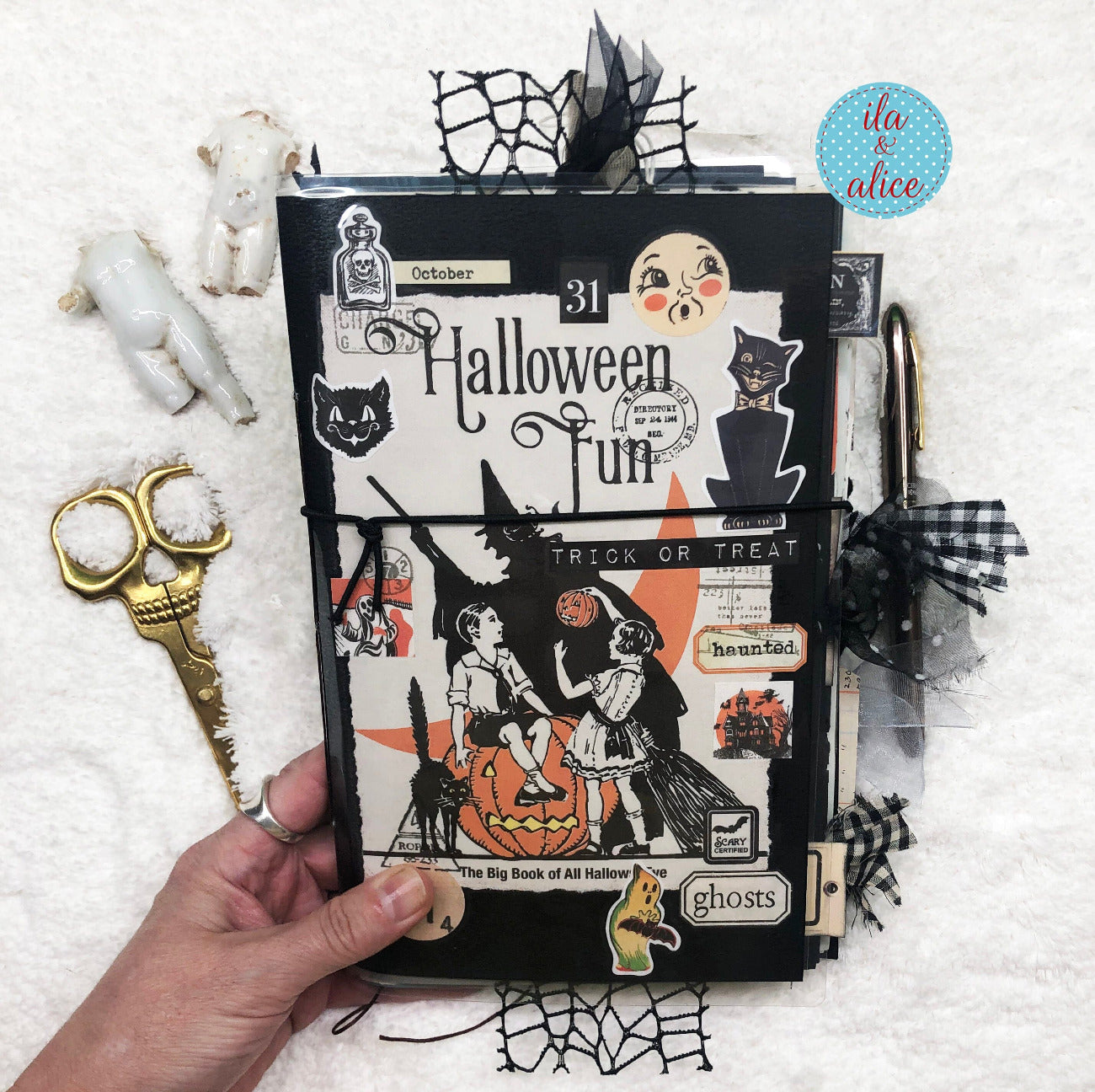 Spooky Retro Witch Orange & Black Halloween Journal