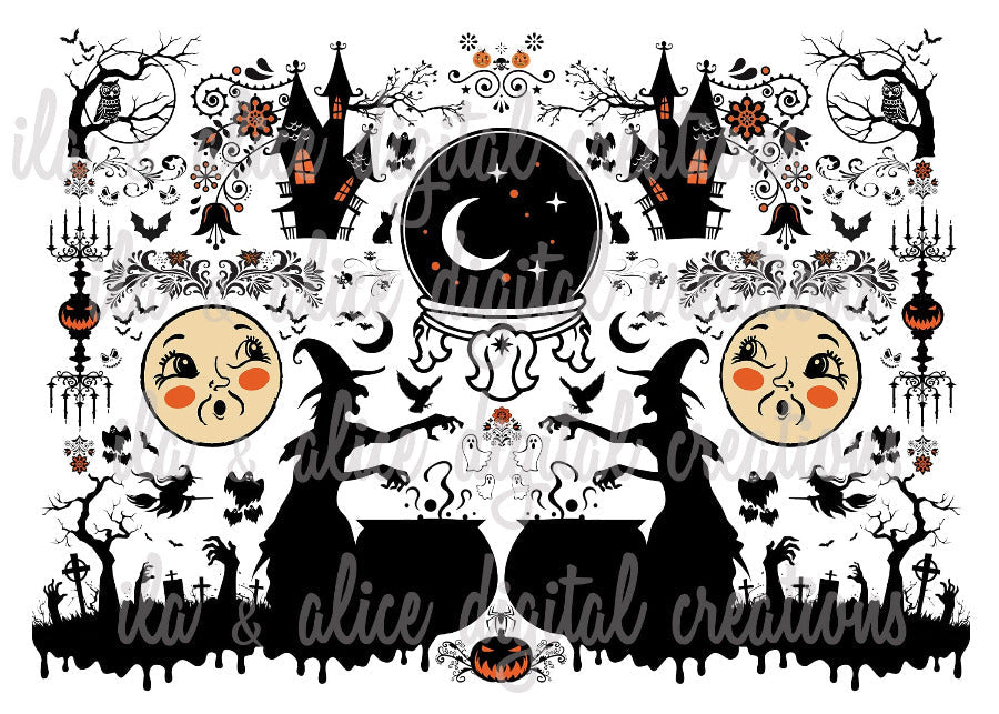 Cartes postales d'art populaire d'Halloween