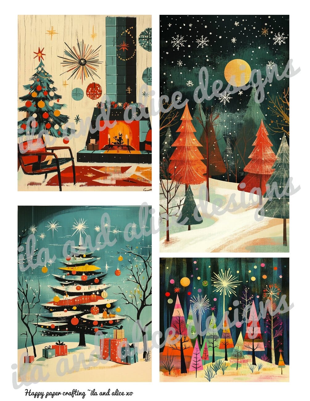 Bright Mid-Century Christmas Journal Tags