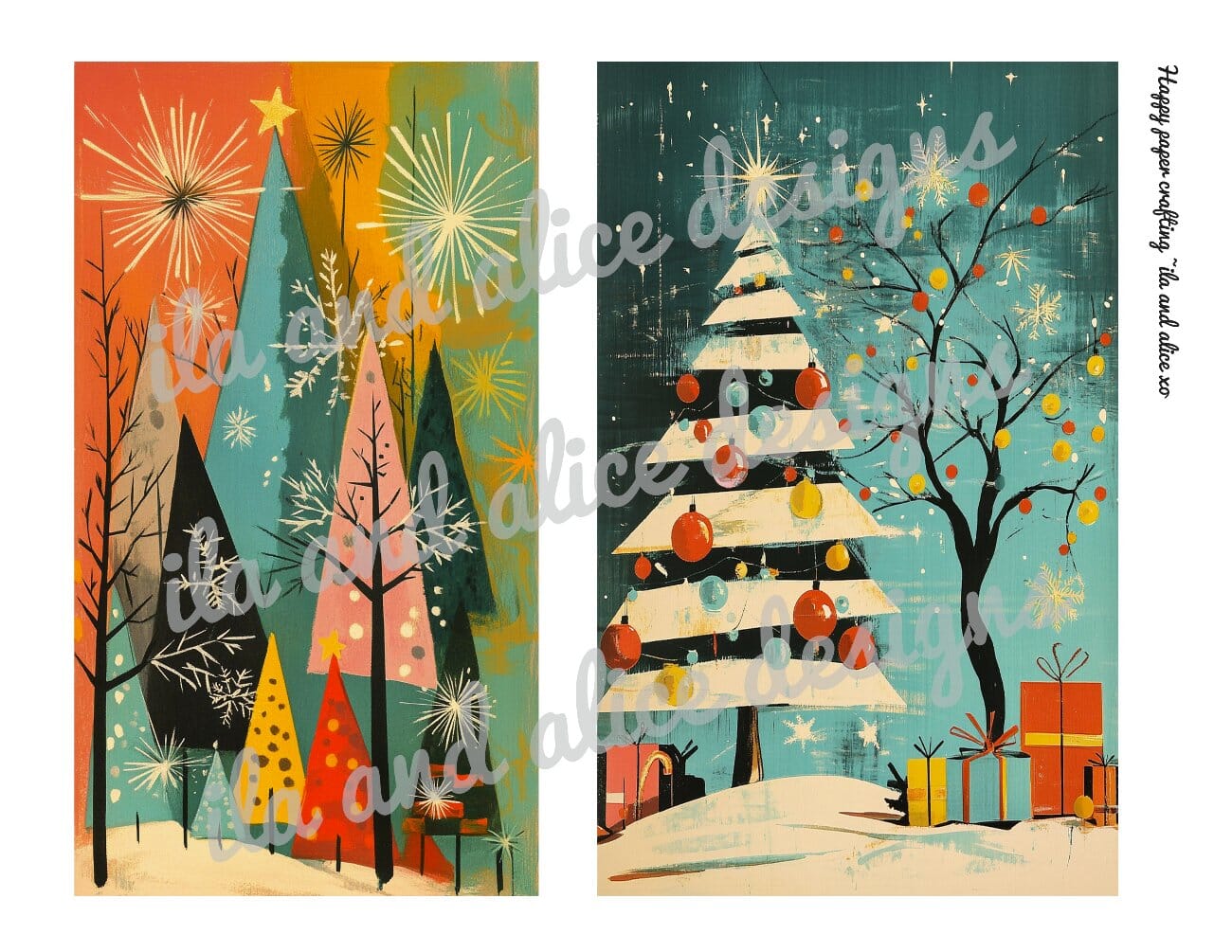 Bright Mid-Century Christmas Journal Tags
