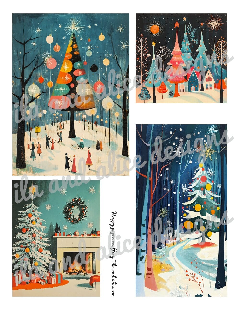 Bright Mid-Century Christmas Journal Tags
