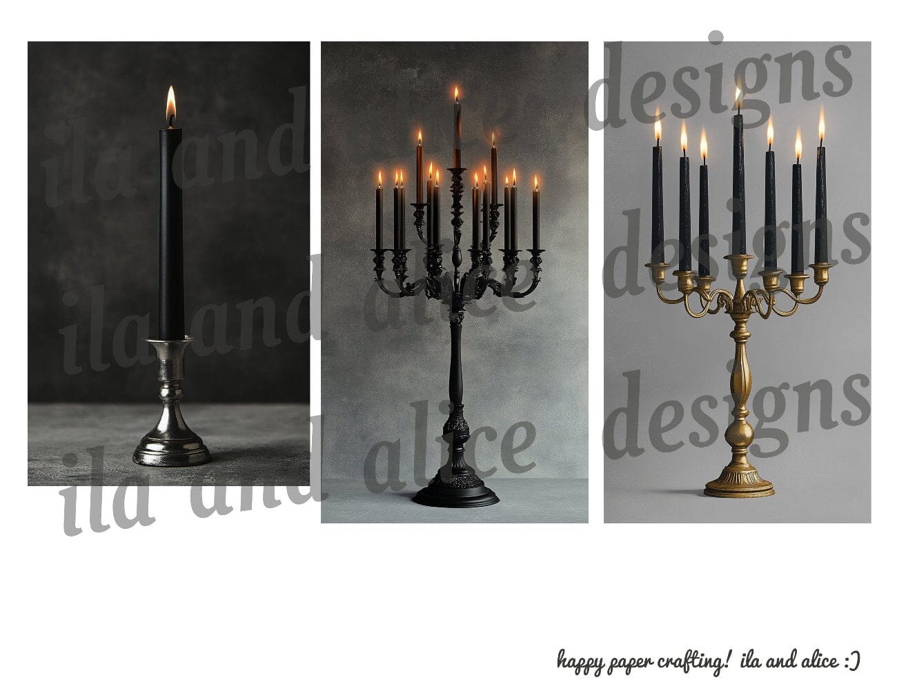 Digital Black Candles Journal Tags