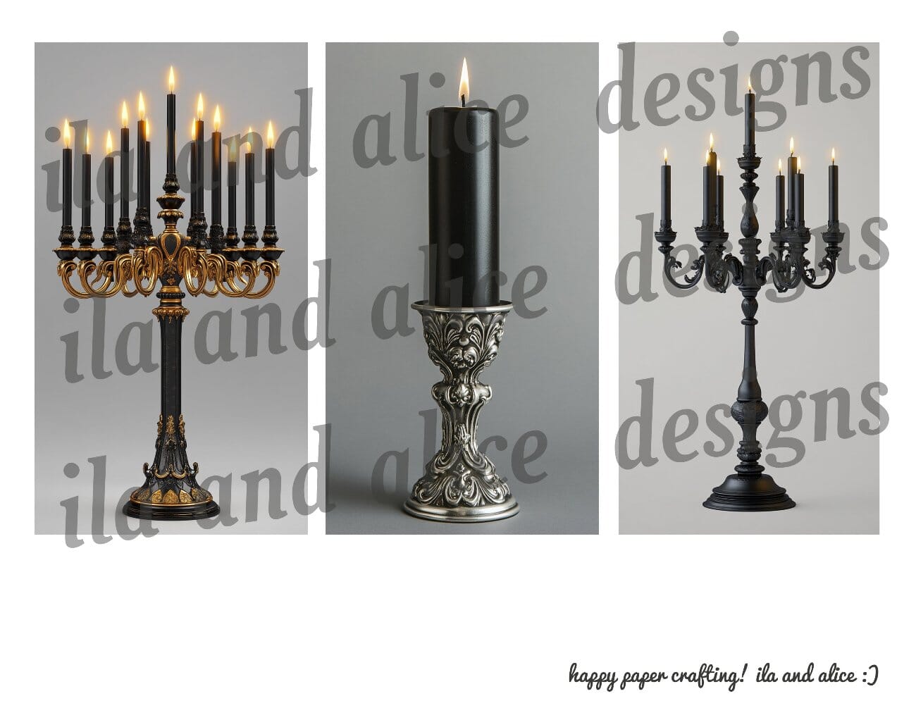 Digital Black Candles Journal Tags
