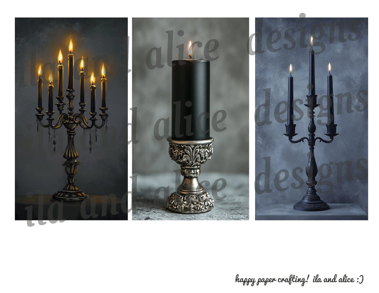 Digital Black Candles Journal Tags