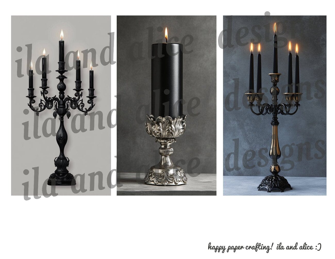 Digital Black Candles Journal Tags