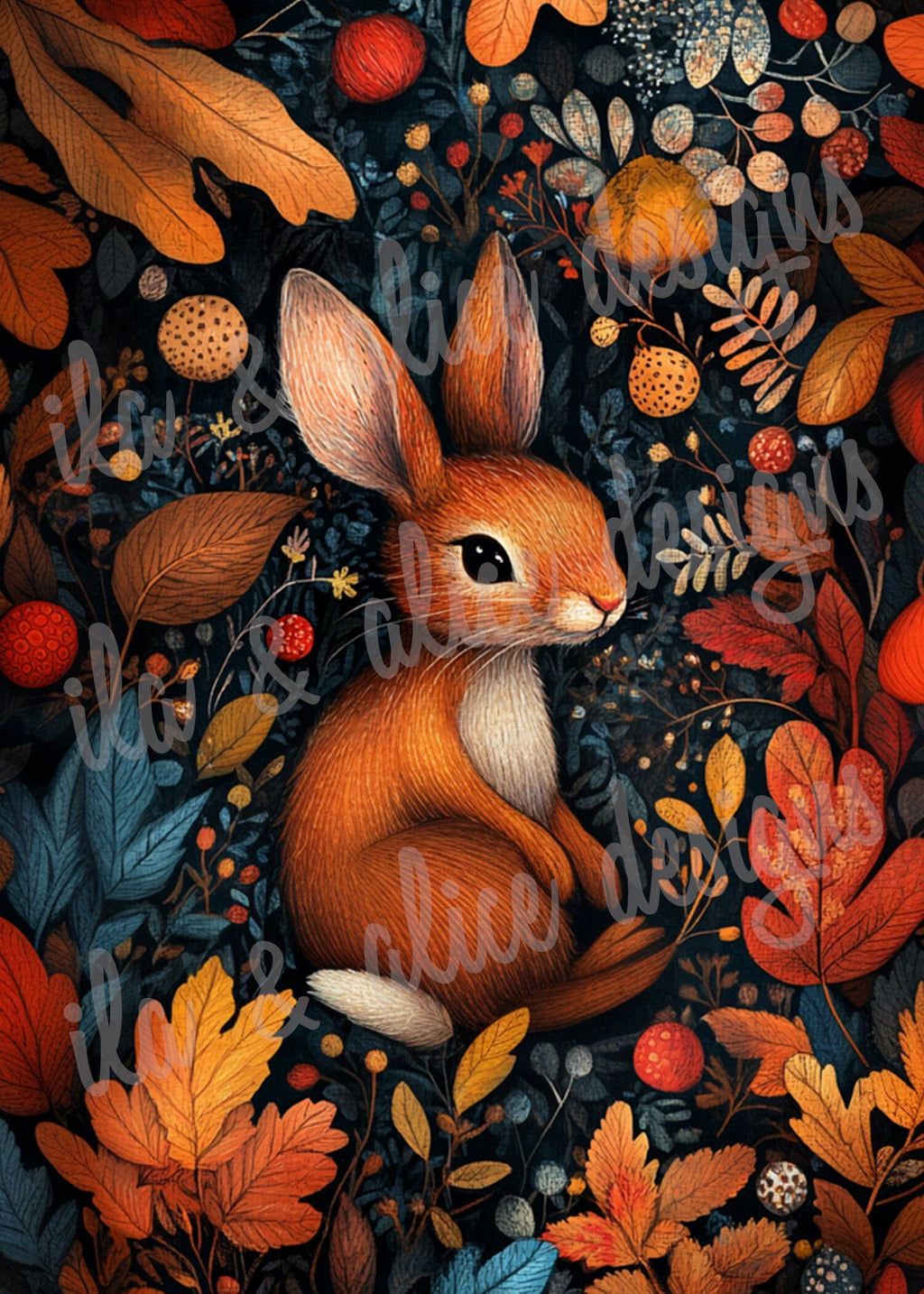 Cartes postales d'animaux de la forêt d'automne dans les feuilles