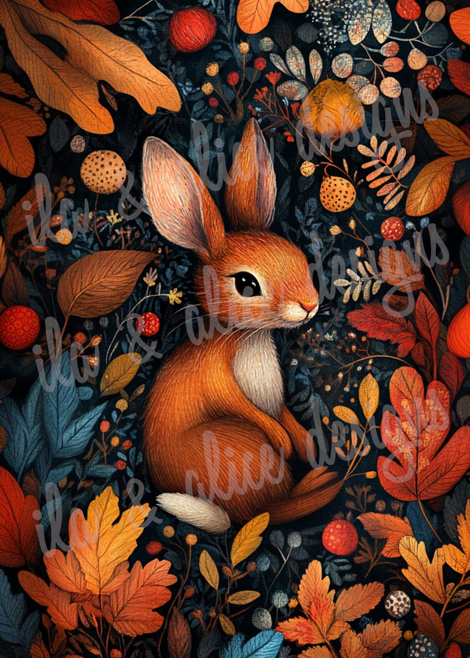 Cartes postales d'animaux de la forêt d'automne dans les feuilles