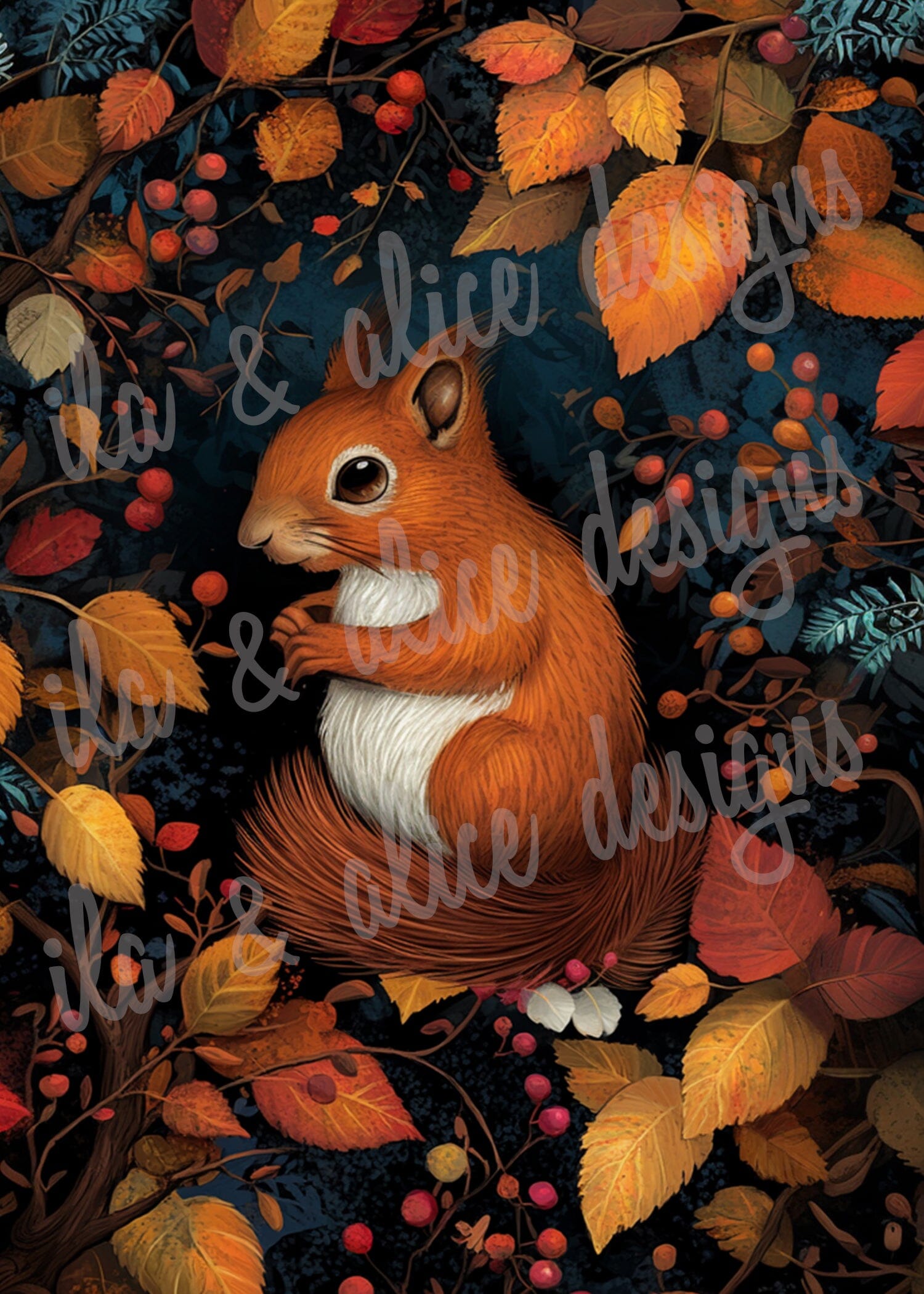 Cartes postales d'animaux de la forêt d'automne dans les feuilles