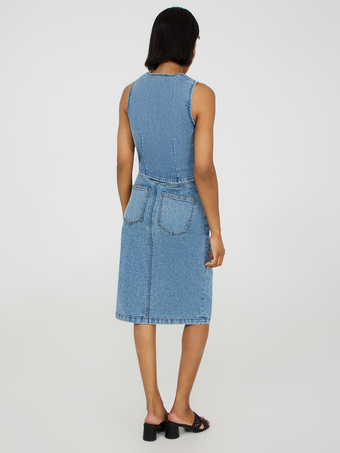 Gilet en jean à poches plaquées