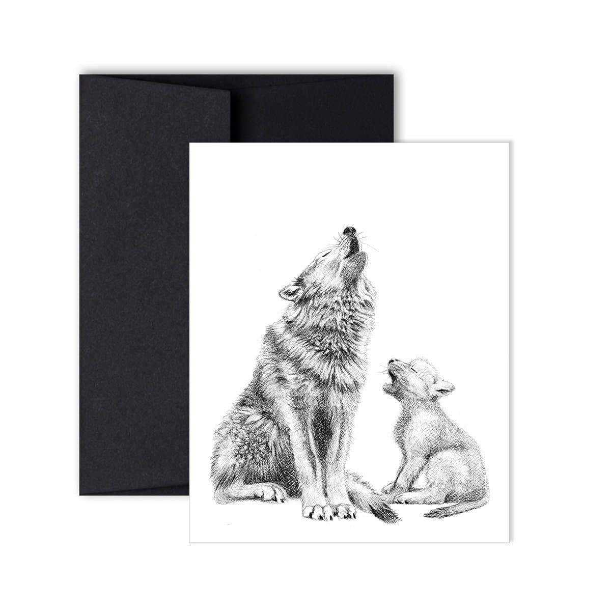 Wolf Howling with cub Greeting Card