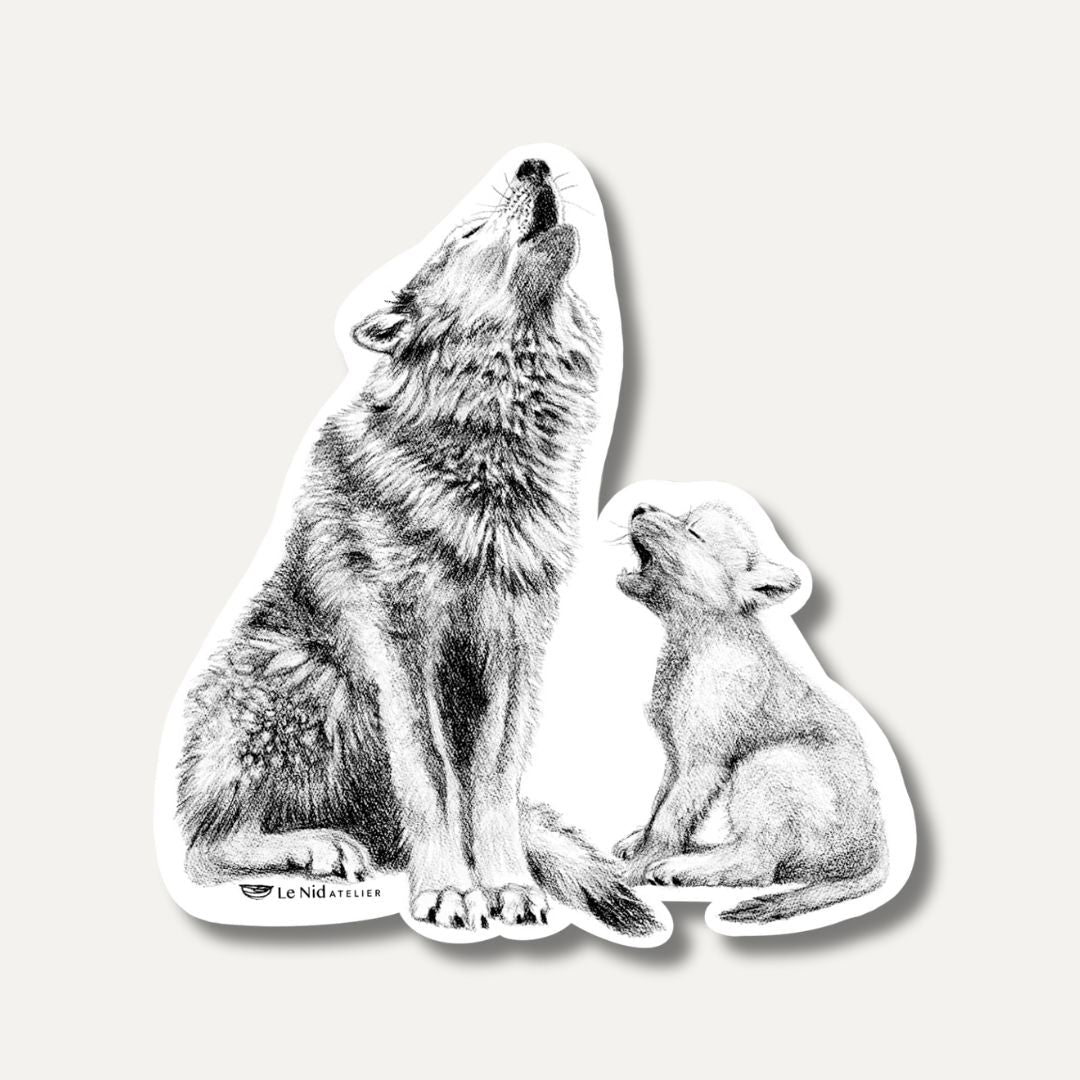 Wolf with cub - Magnet