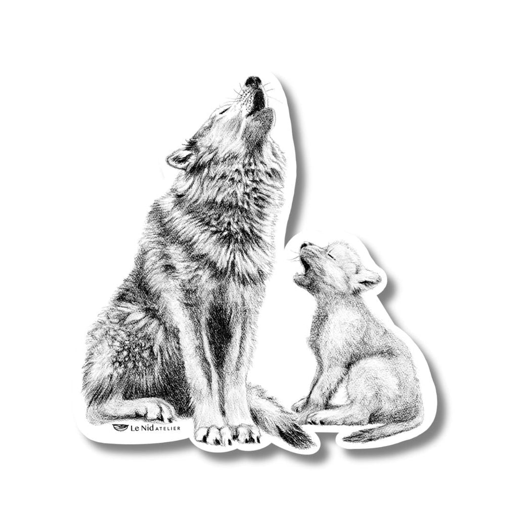 Wolf with cub - Magnet