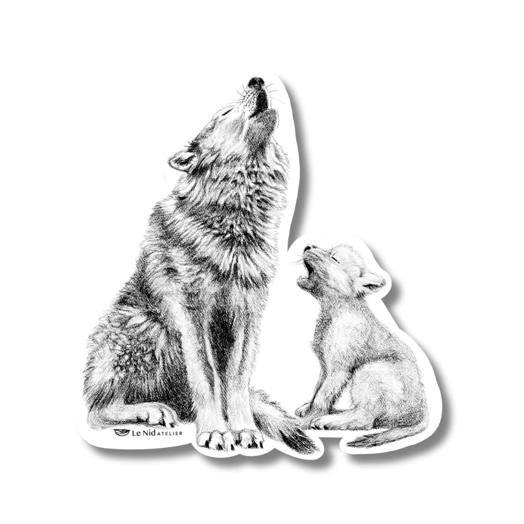 Wolf with cub - Magnet