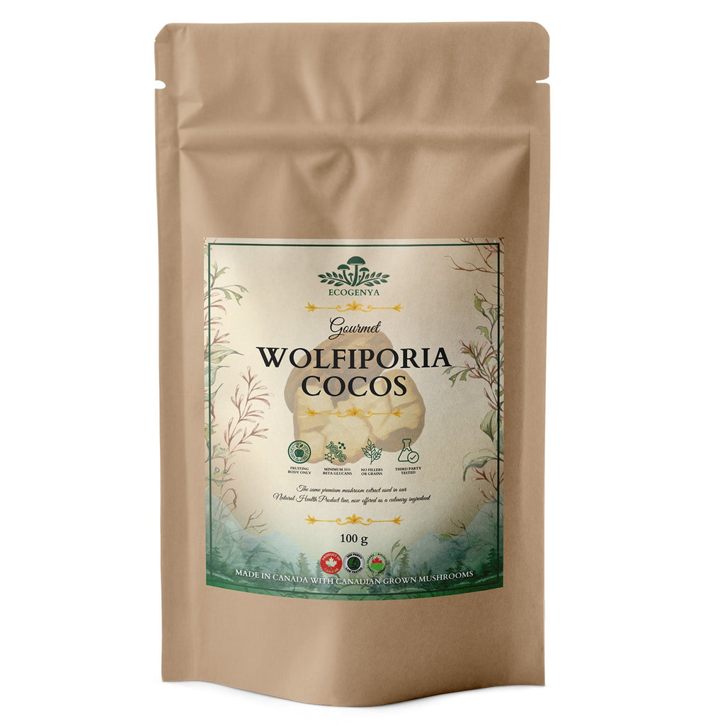 Ecogenya Gourmet Wolfiporia Cocos (Poria) Mushroom Powder – Organic Extract, 35% Beta-Glucans