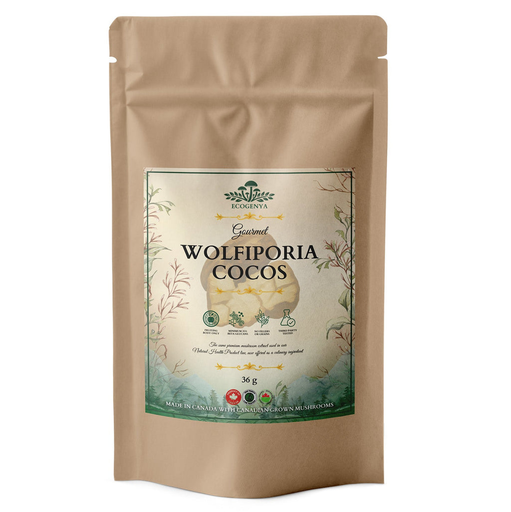 Ecogenya Gourmet Wolfiporia Cocos (Poria) Mushroom Powder – Organic Extract, 35% Beta-Glucans