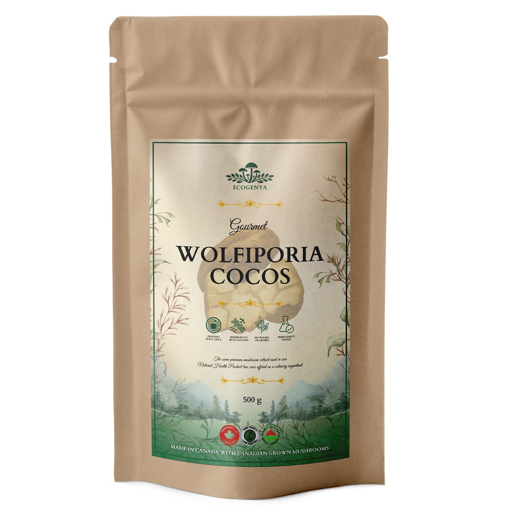 Ecogenya Gourmet Wolfiporia Cocos (Poria) Mushroom Powder – Organic Extract, 35% Beta-Glucans
