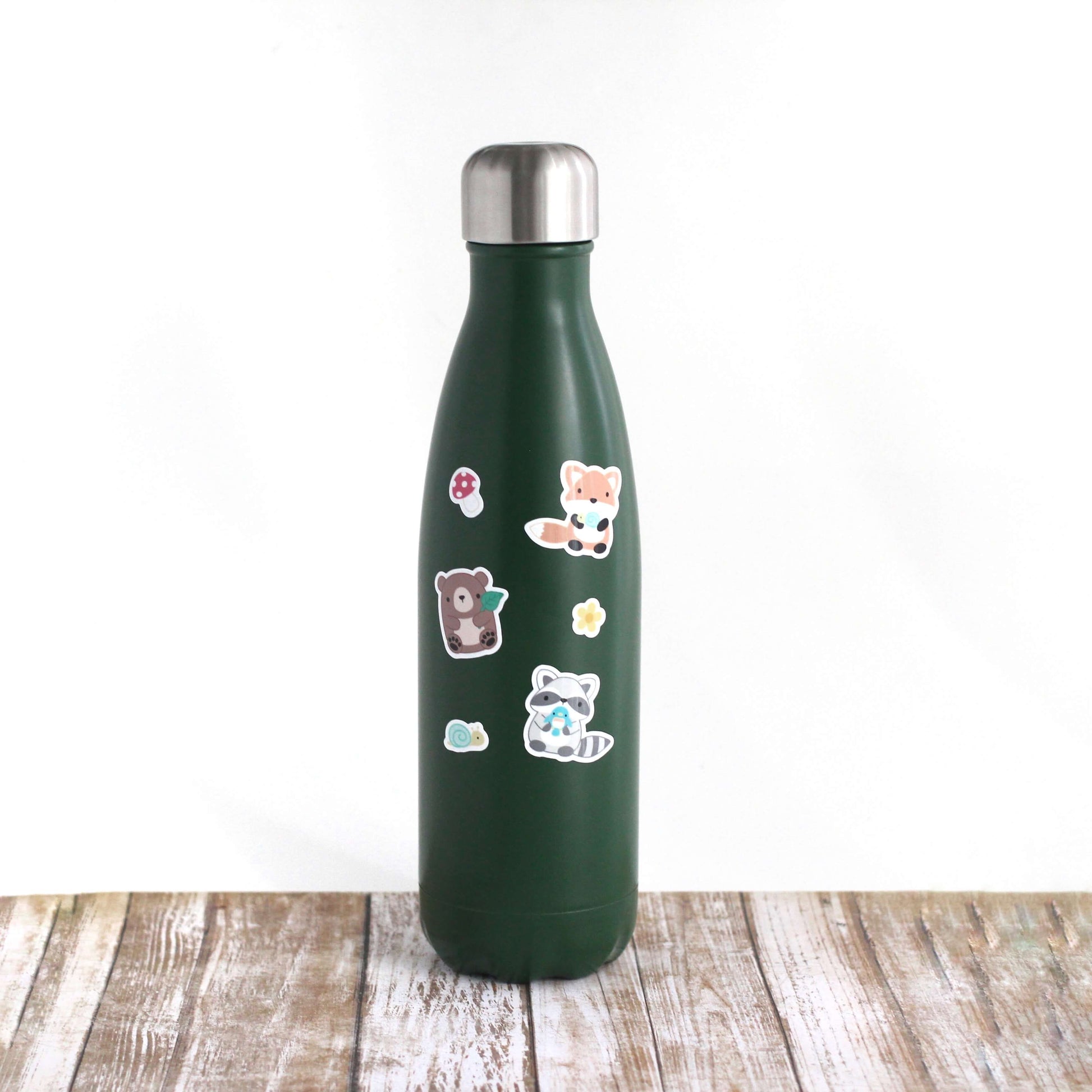 Woodland Animal Vinyl Sticker Sheet - Raccoon, Hedgehog, Fox, Skunk and Brown Bear Planner Stickers