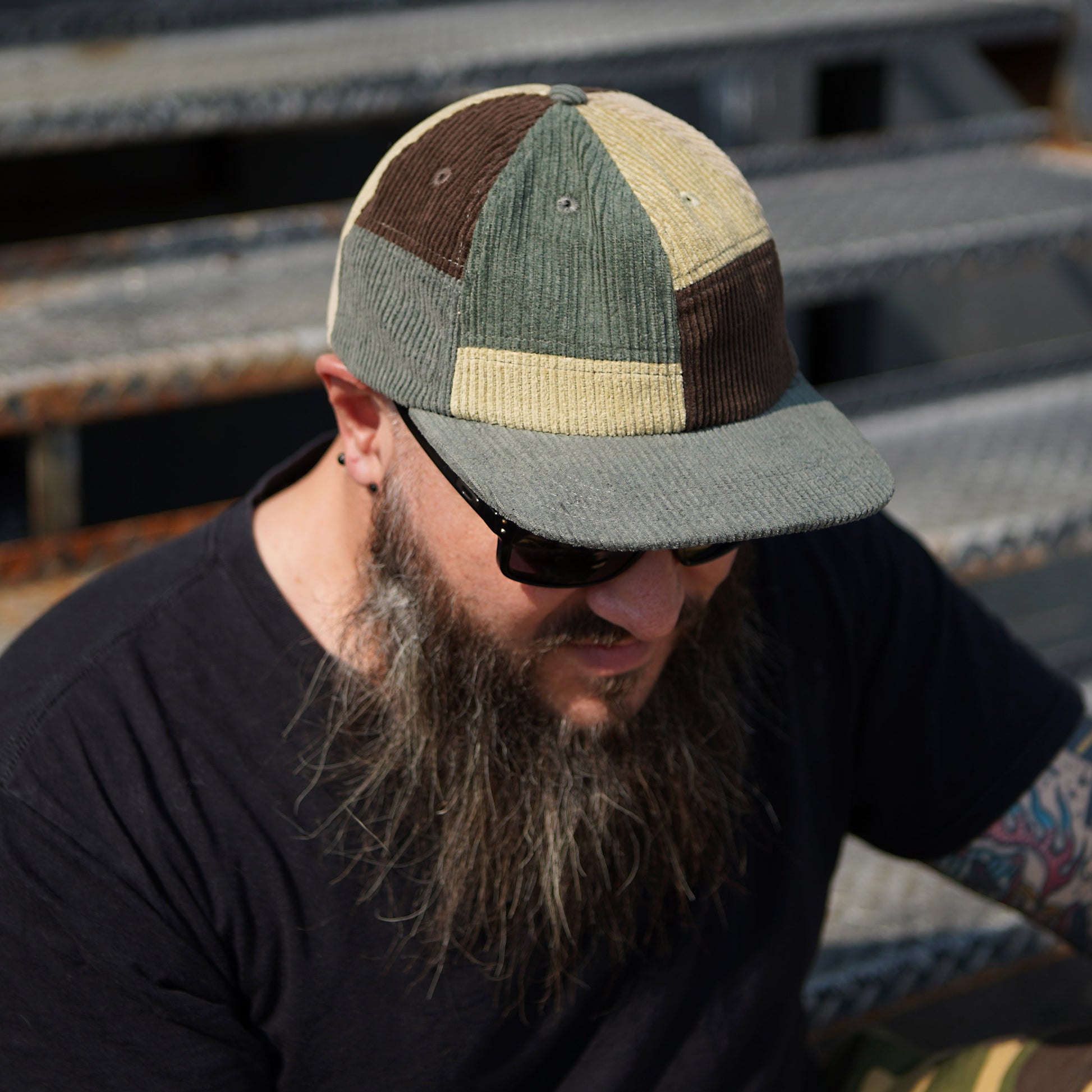 Chapeau patchwork en velours côtelé