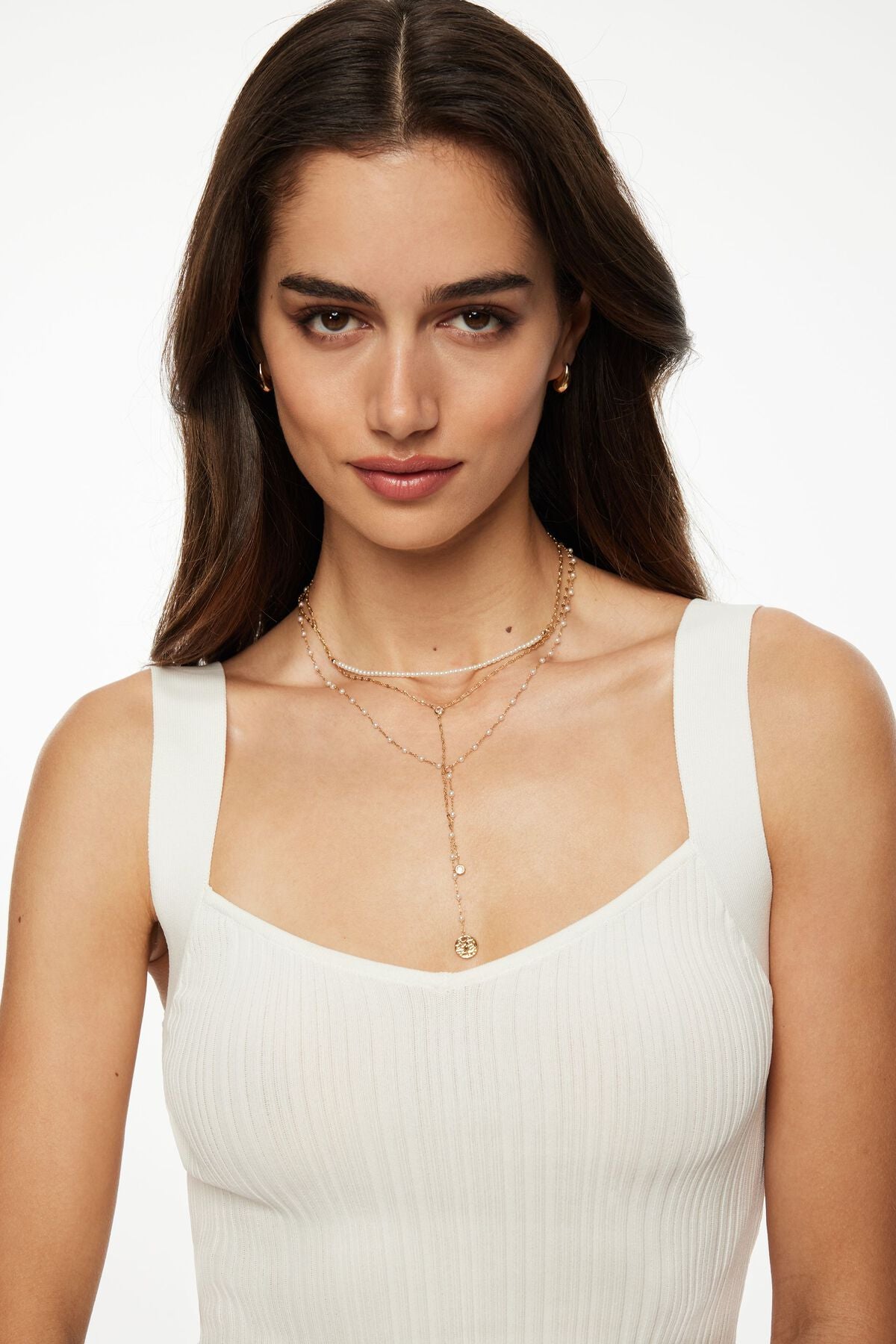 Collier en Y à mini perles superposées