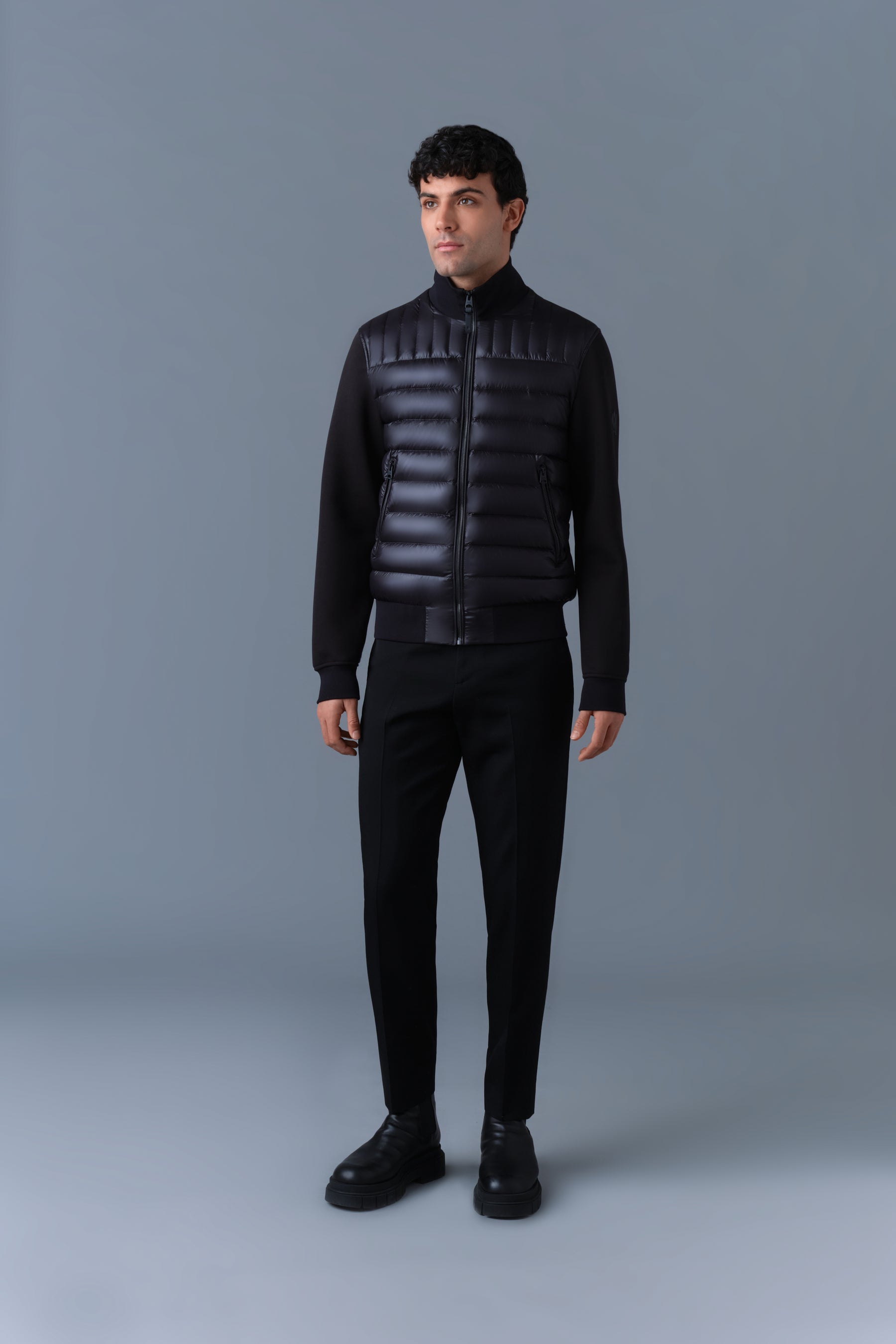 COLLIN-R Nano Down Mixed Media Bomber Jacket