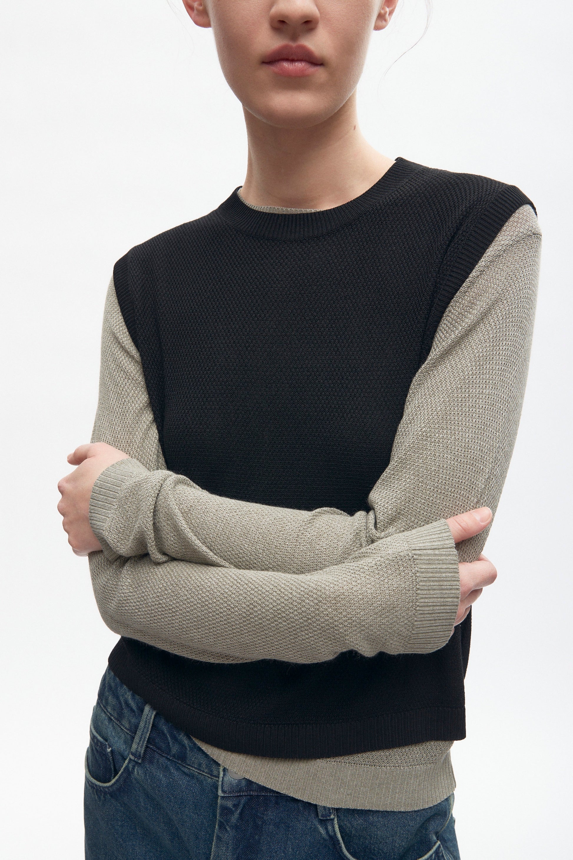 T-shirt sans manches en maille pour femme