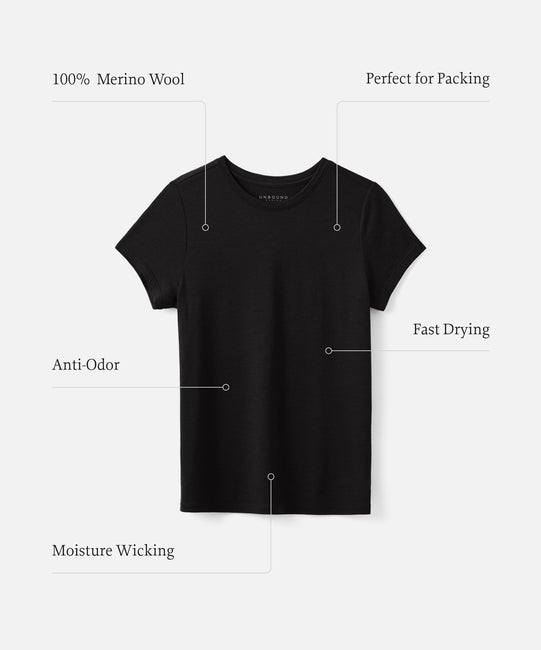 T-shirt ras du cou en laine mérinos pour femme