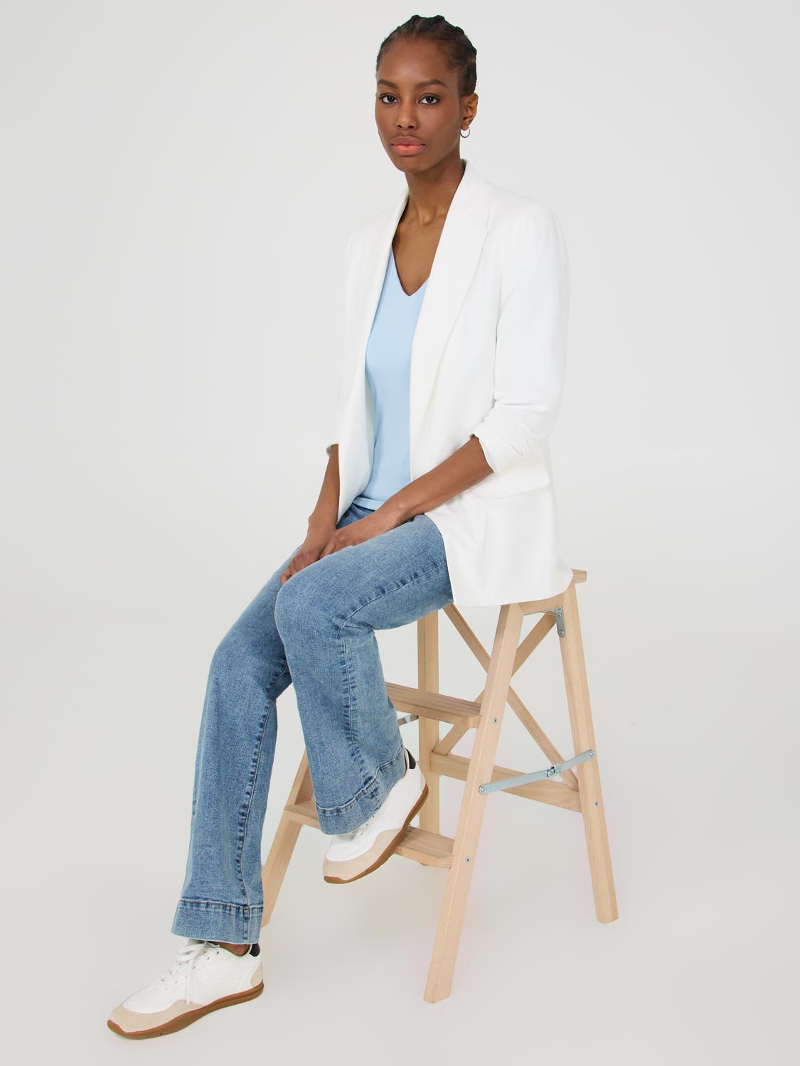 Blazer ouvert en lin mélangé