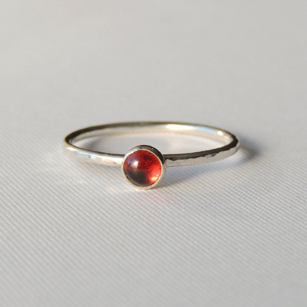 Garnet Ring Sterling Silver Stacking Ring Red Stone Ring Almadine Garnet
