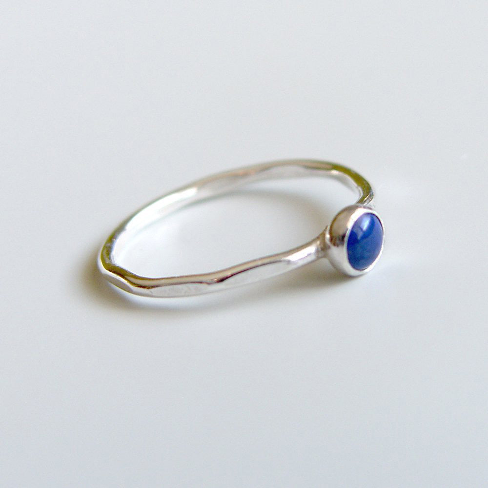 Blue Lapis Lazuli Stacking Ring Sterling Silver Bezel Set Stone