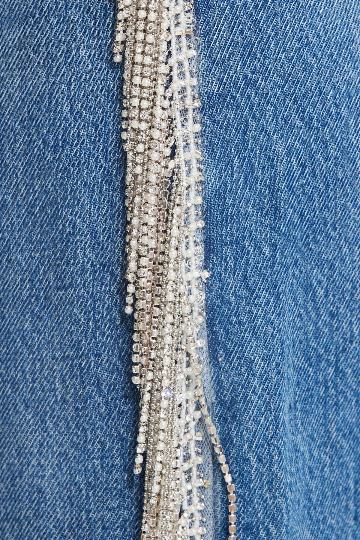 Mika Rhinestone Fringe Relaxed Straight Jeans