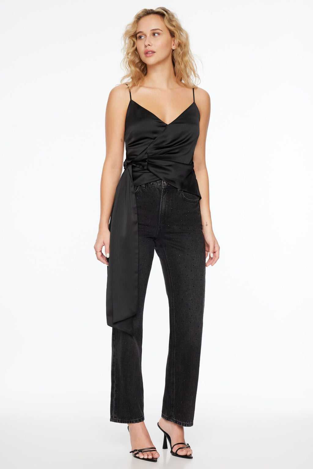 Chemisier cache-cœur en satin