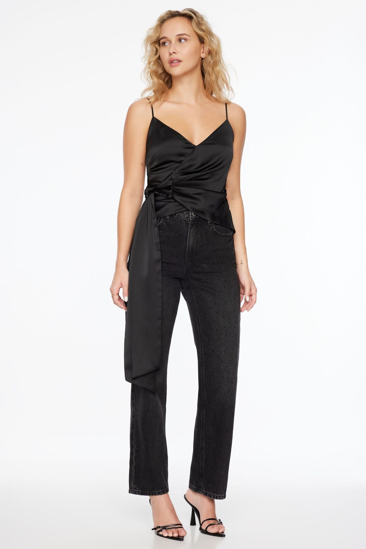 Chemisier cache-cœur en satin